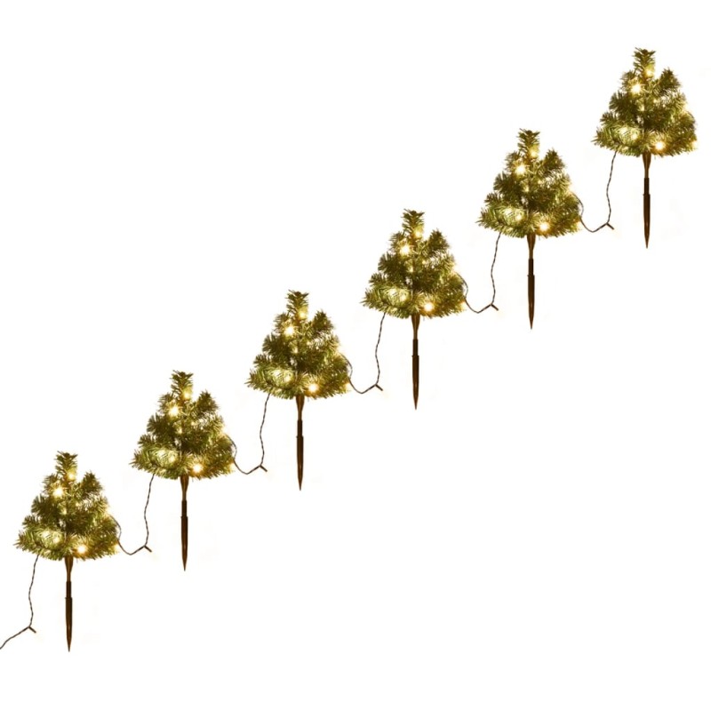 Sentiero Alberi di Natale 6 pz con LED Bianco Caldo 45 cm PVC Sentiero Alberi di Natale 6 pz con LED Bianco Caldo 45 cm PVC