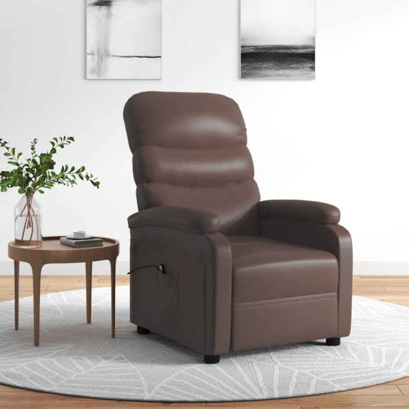 vidaXL Poltrona Reclinabile Elettrica Marrone in Similpelle