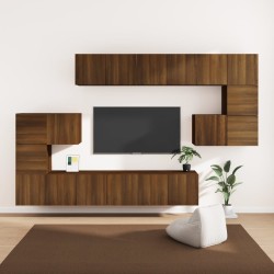 Set Mobili Porta TV 10 pz Rovere Marrone in Legno Multistrato