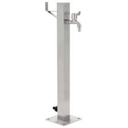 vidaXL Fontanella a Colonna in Acciaio Inossidabile Quadrata 65 cm