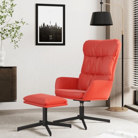 vidaXL Poltrona Relax con Poggiapiedi Rosso in Similpelle