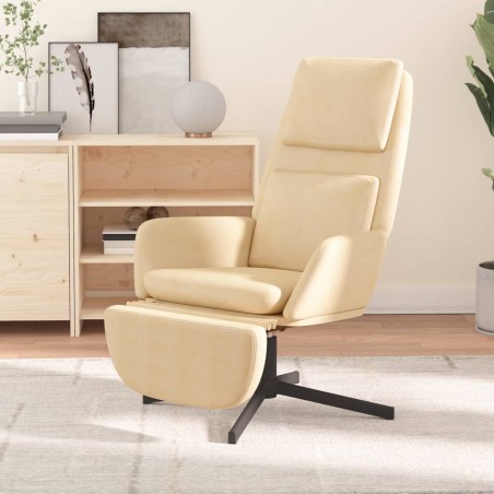 vidaXL Poltrona Relax con Poggiapiedi Bianco Crema in Velluto