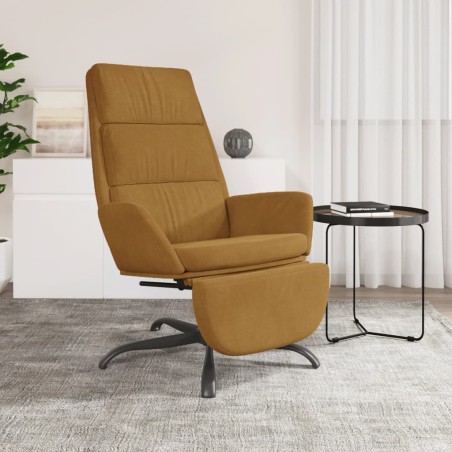 vidaXL Poltrona Relax con Poggiapiedi Marrone in Velluto