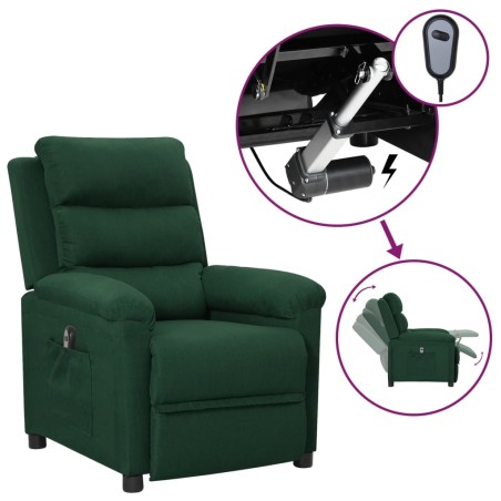 vidaXL Poltrona Elettrica Reclinabile Verde Scuro in Tessuto