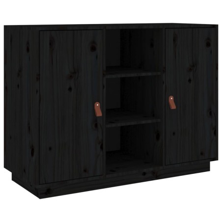 Credenza Nera 100x40x75 cm in Legno Massello di Pino
