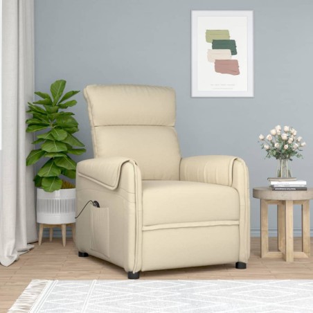 vidaXL Poltrona Elettrica Reclinabile Crema in Tessuto