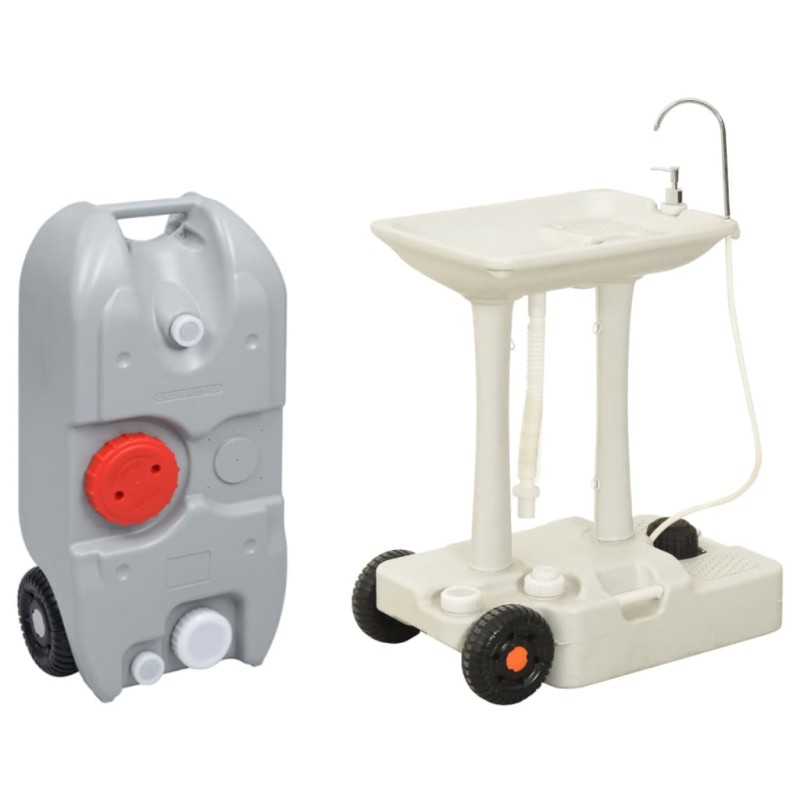 vidaXL Supporto Lavamani da Campeggio con Tanica Acqua Grigio vidaXL Supporto Lavamani da Campeggio con Tanica Acqua Grigio