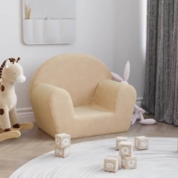 vidaXL Divano per Bambini Crema in Morbido Peluche