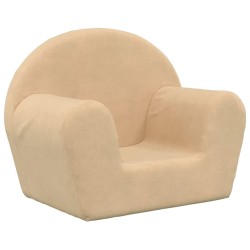 vidaXL Divano per Bambini Crema in Morbido Peluche