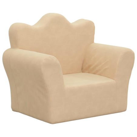vidaXL Divano per Bambini Crema in Morbido Peluche