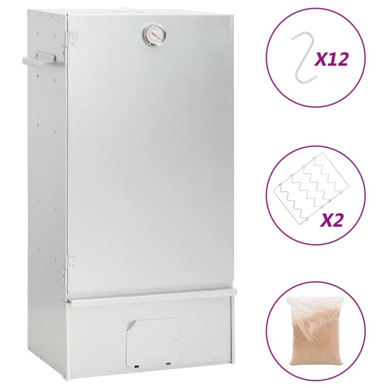 vidaXL Forno Affumicatore BBQ Trucioli Legno 44,5x29x83cm Acciaio Inox vidaXL Forno Affumicatore BBQ Trucioli Legno 44,5x29x83cm Acciaio Inox