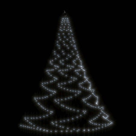 vidaXL Albero da Parete con Gancio Metallico 260 LED Bianco Freddo 3 m