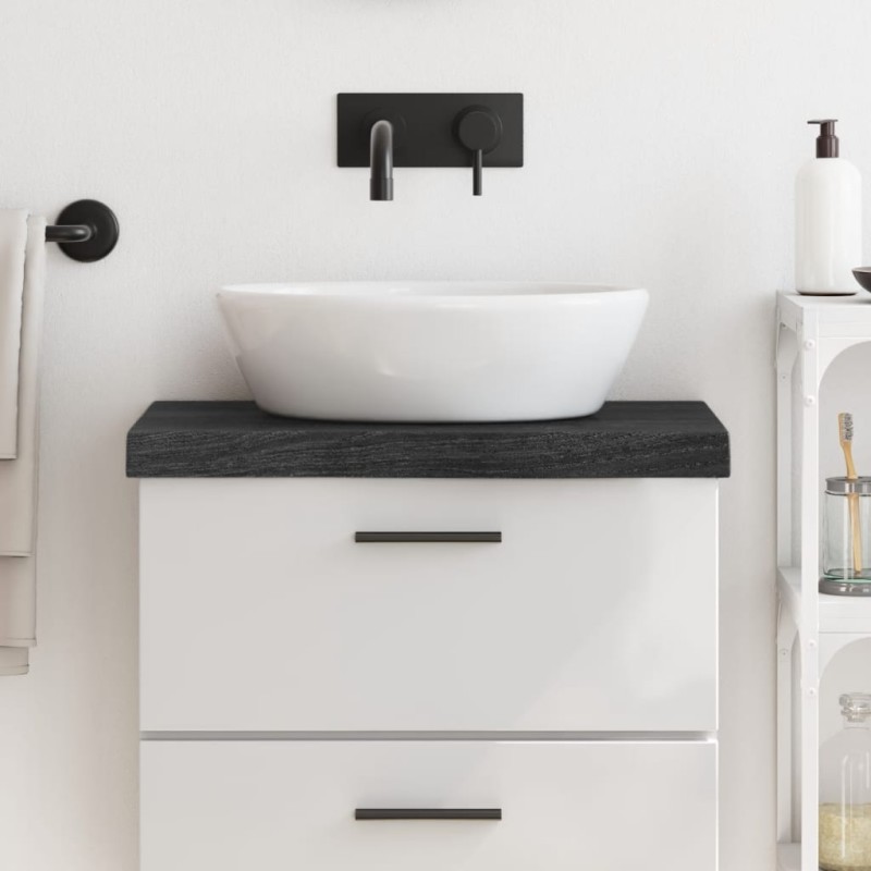 vidaXL Piano Bagno Marrone Scuro 60x30x(2-6)cm Legno Massello Trattato
