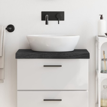 vidaXL Piano Bagno Marrone Scuro 60x30x(2-6)cm Legno Massello Trattato