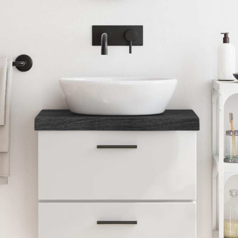 vidaXL Piano Bagno Marrone Scuro 60x40x(2-6)cm Legno Massello Trattato