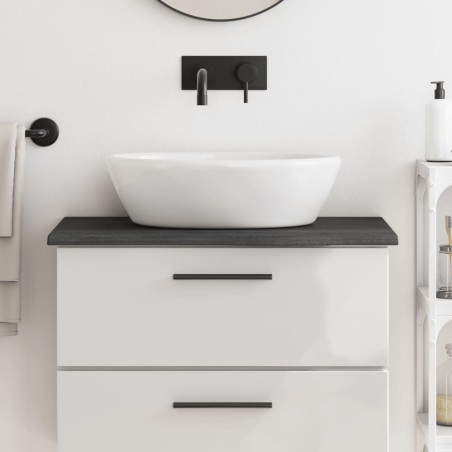 vidaXL Piano Bagno Grigio Scuro 80x30x2 cm Legno Massello Trattato