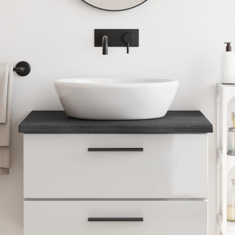 vidaXL Piano Bagno Marrone Scuro 80x50x(2-4)cm Legno Massello Trattato