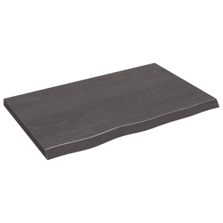 vidaXL Piano Bagno Marrone Scuro 80x50x(2-4)cm Legno Massello Trattato