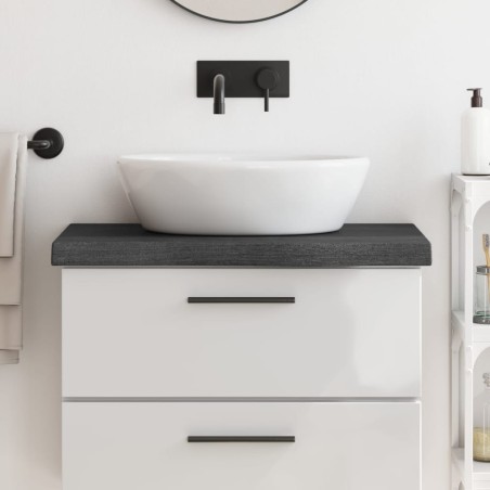 vidaXL Piano Bagno Grigio Scuro 80x40x6 cm Legno Massello Trattato
