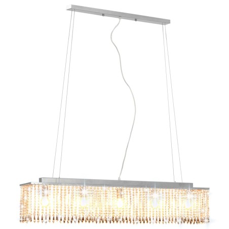 vidaXL Lampadario con Perle di Cristallo Argento 104 cm E14 