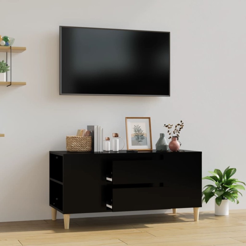Mobile Porta TV Nero 102x44,5x50 cm in Legno Multistrato Mobile Porta TV Nero 102x44,5x50 cm in Legno Multistrato