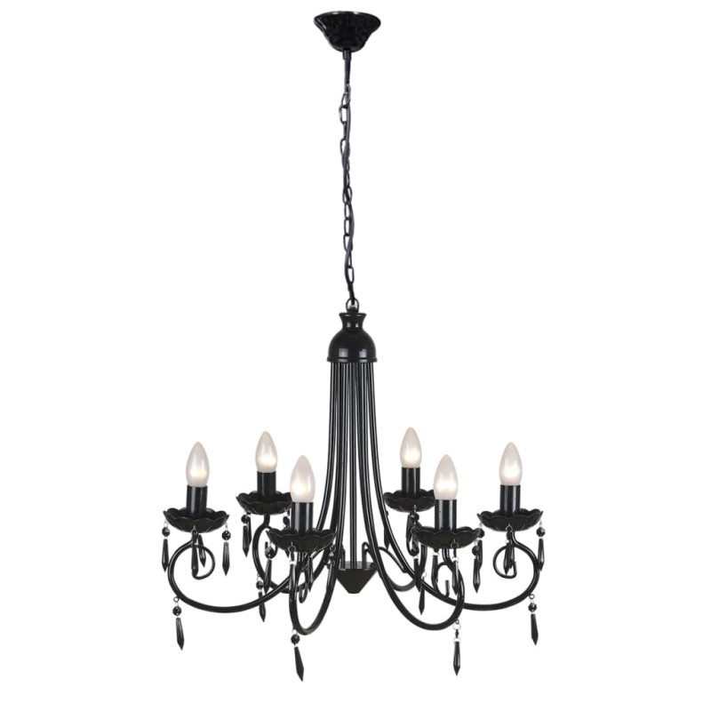 vidaXL Lampada da Soffitto Pendente Elegante Nera 6 Portalampade vidaXL Lampada da Soffitto Pendente Elegante Nera 6 Portalampade
