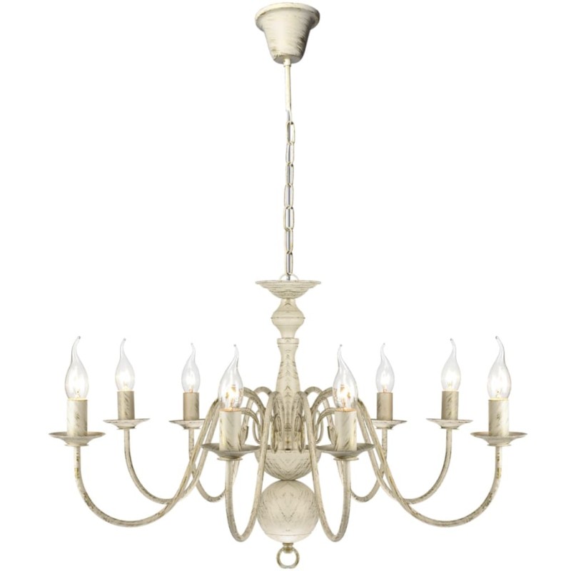 vidaXL Lampadario Stile Antico Metallo Bianco 8 Lampadine E14 vidaXL Lampadario Stile Antico Metallo Bianco 8 Lampadine E14