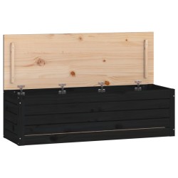 vidaXL Contenitore Portaoggetti Nero 109x36,5x33cm Legno Massello Pino