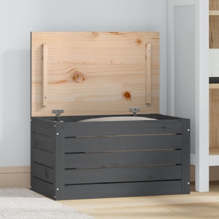 vidaXL Contenitore Portaoggetti Grigio 59,5x36,5x33cm Massello di Pino