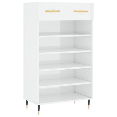 vidaXL Scarpiera Bianco Lucido 60x35x105 cm in Legno Multistrato