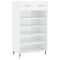 vidaXL Scarpiera Bianco Lucido 60x35x105 cm in Legno Multistrato