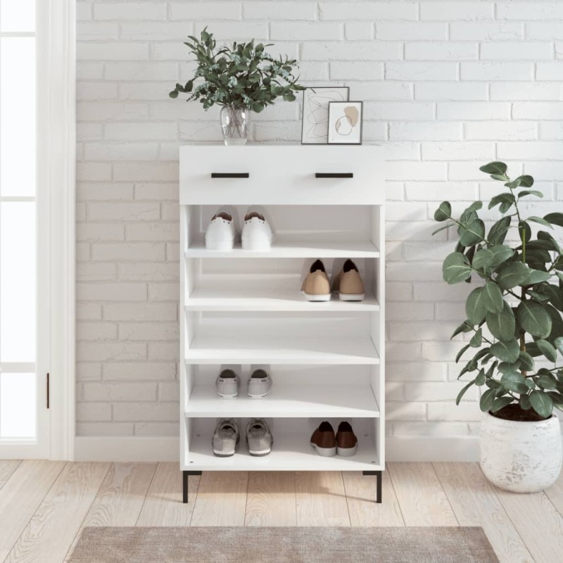 vidaXL Scarpiera Bianco Lucido 60x35x105 cm in Legno Multistrato vidaXL Scarpiera Bianco Lucido 60x35x105 cm in Legno Multistrato