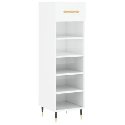 vidaXL Scarpiera Bianco Lucido 30x35x105 cm in Legno Multistrato