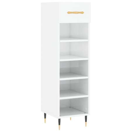 vidaXL Scarpiera Bianco Lucido 30x35x105 cm in Legno Multistrato