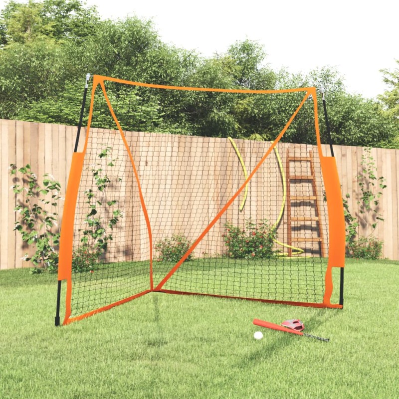 vidaXL Rete Baseball Arancione e Nera 183x182x183cm Acciaio Poliestere vidaXL Rete Baseball Arancione e Nera 183x182x183cm Acciaio Poliestere