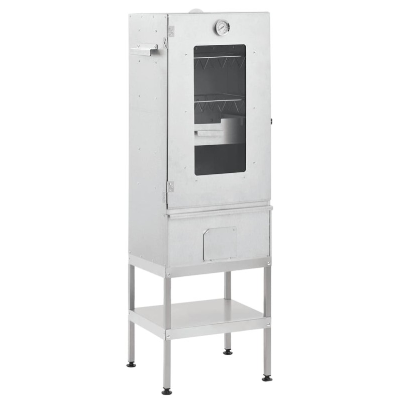 vidaXL Forno Affumicatore BBQ con Tavolino in Acciaio Zincato vidaXL Forno Affumicatore BBQ con Tavolino in Acciaio Zincato