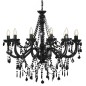 vidaXL Lampadario con Perline Nero 12 Lampadine E14 vidaXL Lampadario con Perline Nero 12 Lampadine E14
