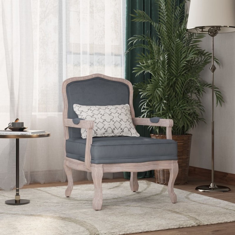vidaXL Poltrona Grigio Scuro 64x64x90 cm Velluto vidaXL Poltrona Grigio Scuro 64x64x90 cm Velluto