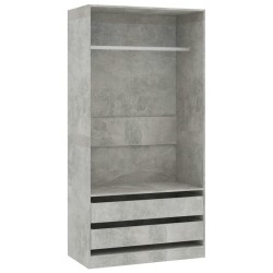 vidaXL Armadio Grigio Cemento 100x50x200 cm in Legno Multistrato