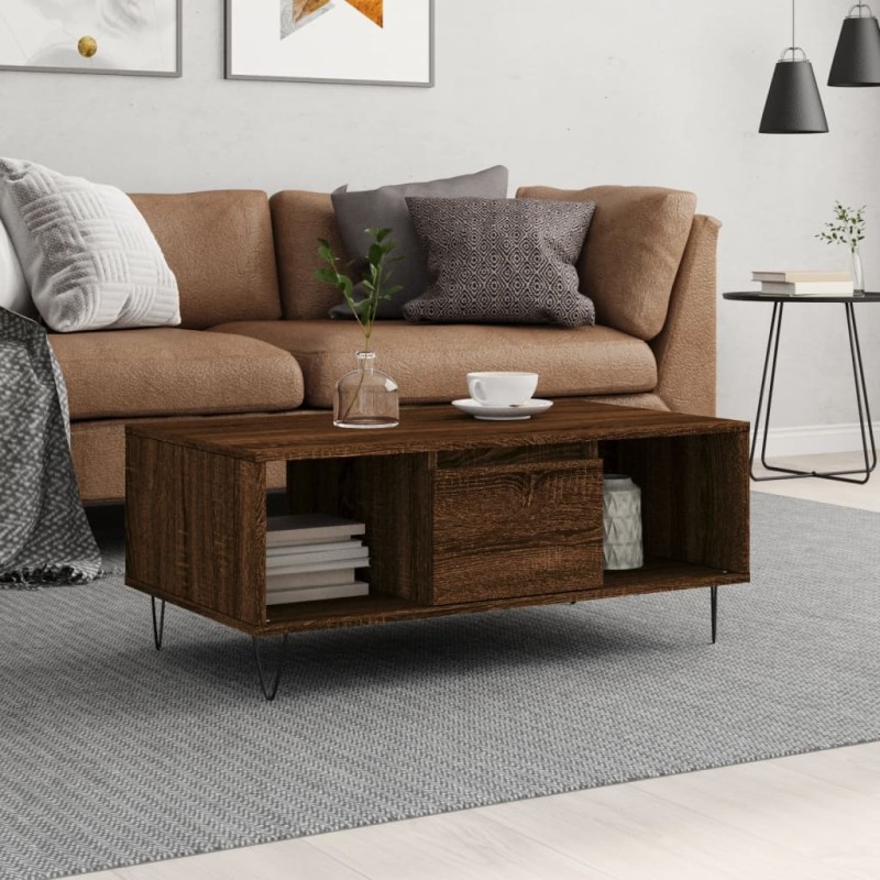 vidaXL Tavolino da Salotto Rovere Marrone 90x50x36,5 cm in Multistrato