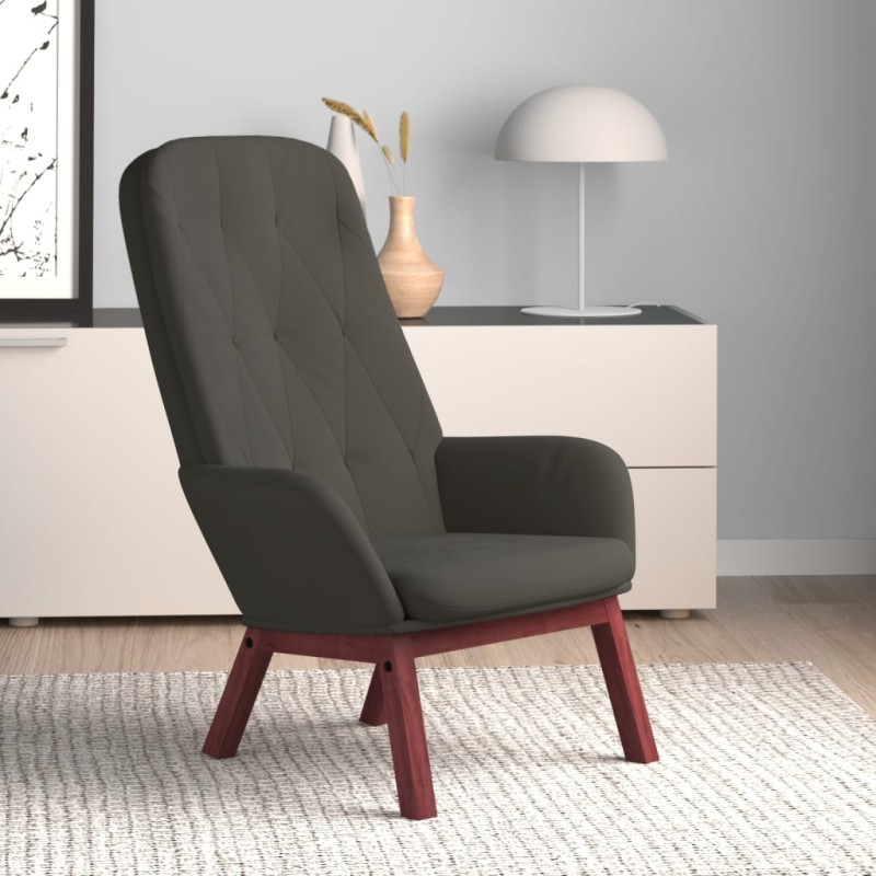 vidaXL Sedia Relax Grigio Scuro in Velluto vidaXL Sedia Relax Grigio Scuro in Velluto