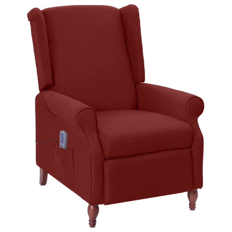 vidaXL Poltrona Massaggiante Reclinabile Rosso Vino in Tessuto vidaXL Poltrona Massaggiante Reclinabile Rosso Vino in Tessuto