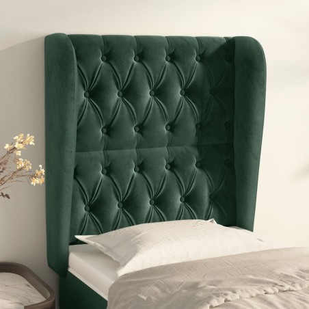 vidaXL Testiera ad Orecchio Verde Scuro 83x23x118/128 cm in Velluto