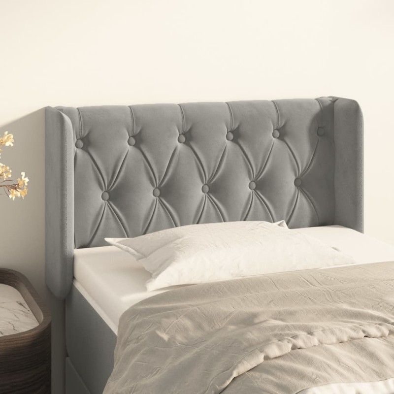 vidaXL Testiera ad Orecchio Grigio Chiaro 83x16x78/88 cm in Velluto vidaXL Testiera ad Orecchio Grigio Chiaro 83x16x78/88 cm in Velluto