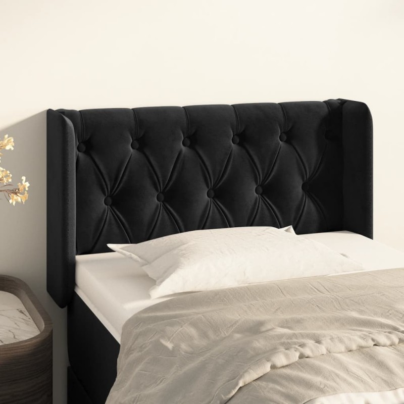 vidaXL Testiera ad Orecchio Nera 83x16x78/88 cm in Velluto vidaXL Testiera ad Orecchio Nera 83x16x78/88 cm in Velluto