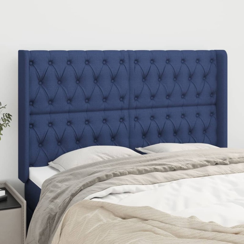 vidaXL Testiera ad Orecchio Blu 147x16x118/128 cm in Tessuto vidaXL Testiera ad Orecchio Blu 147x16x118/128 cm in Tessuto