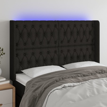 vidaXL Testiera a LED Nera 147x16x118/128 cm in Tessuto