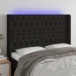 vidaXL Testiera a LED Nera 147x16x118/128 cm in Tessuto