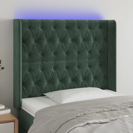 vidaXL Testiera a LED Verde Scuro 93x16x118/128 cm in Velluto 