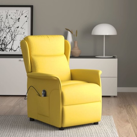 vidaXL Poltrona Reclinabile Elettrica Giallo Chiaro in Tessuto